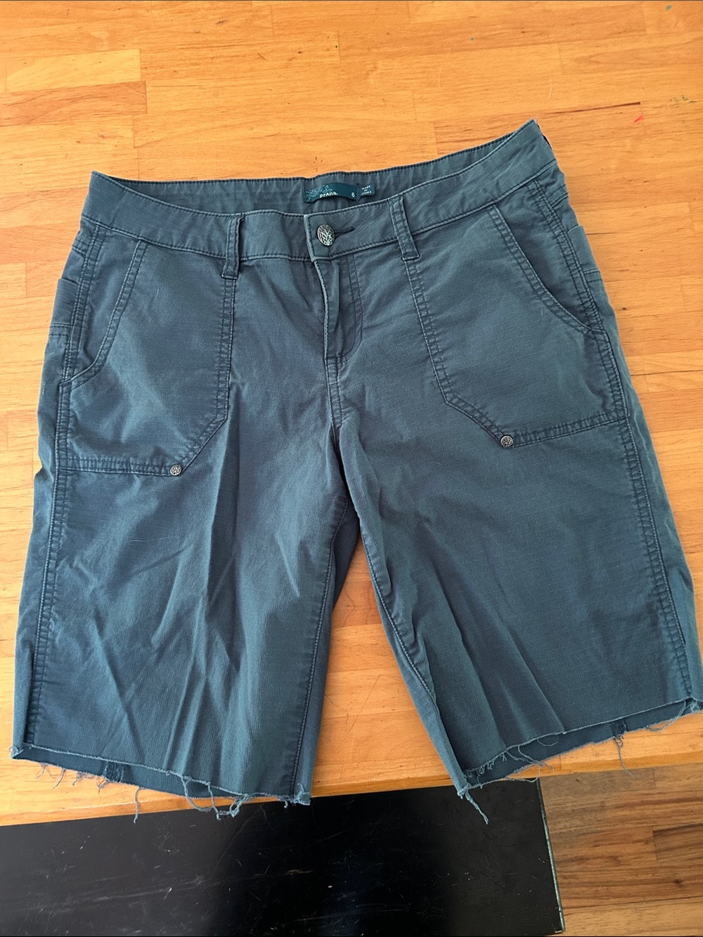 Prana Women's Knee-Length Casual Shorts in Dark Teal